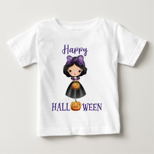 ハッピーハローウィンTシャツガールベビープリンセスTシャツ ベビーTシャツ (正面)
