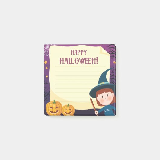 ハッピーハローウィンWitch 3" x 3" Post-it®メモ ポストイット (正面)