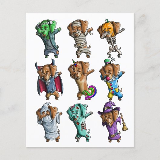 ハッピーハローウェニーDachshundミームミドキシードッグハロー チラシ (正面)