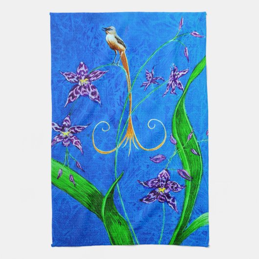 ハッピーハワイアンオーキッドバード キッチンタオル (縦)