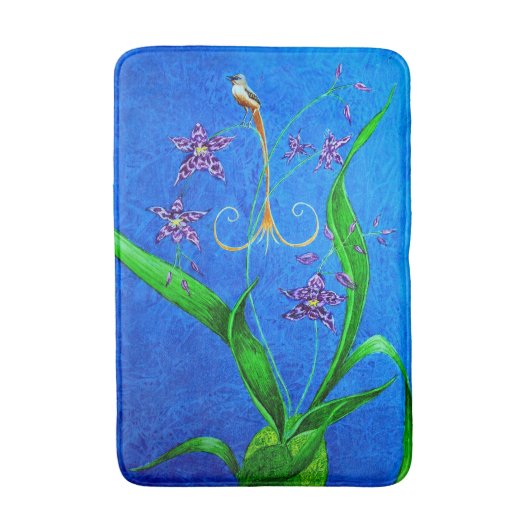 ハッピーハワイアンオーキッドバード バスマット (正面縦)