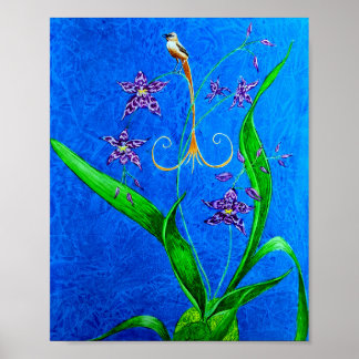 ハッピーハワイアンオーキッドバード ポスター