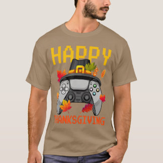ハッピーハンクスギビング ゲーム シーズン 七面鳥 ビデオゲーム好き 少年たち Tシャツ