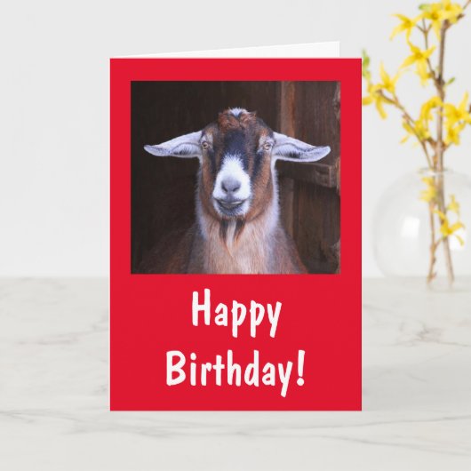 ハッピーハンサムヤギ誕生日 カード (黄色い花)