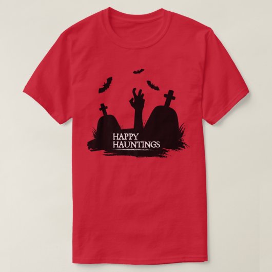 ハッピーハントBとハロウィーンの衣装の墓地 Tシャツ (デザイン正面)
