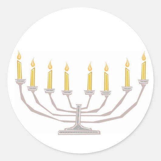 ハッピーハンヌカー（ユダヤ教）メノラーキャンドルカード封筒用シール ラウンドシール (正面)