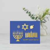 ハッピーハンヌカ（ユダヤ教）メノラーホテル 箔シーズンポストカード (立ち正面)