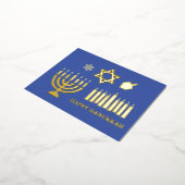 ハッピーハンヌカ（ユダヤ教）メノラーホテル 箔シーズンポストカード (回転した状態)