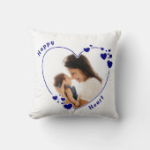 ハッピーハートカスタムブルー写真枕 クッション (正面)