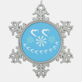 ハッピーハートスノーフレークオーナメント スノーフレークピューターオーナメント