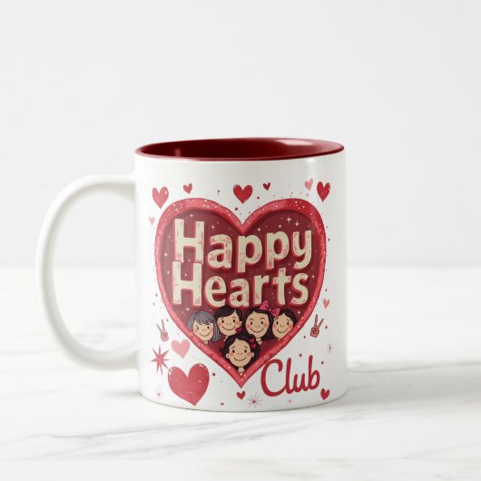 ハッピーハートズクラブ – バレンタインデーマグカップとレトロ ツートーンマグカップ (左)