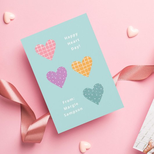 ハッピーハートデイパステルハート教室バレンタイン 招待状