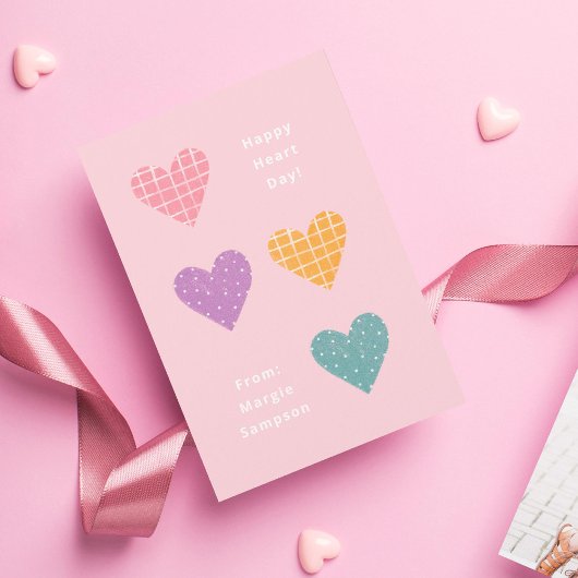 ハッピーハートデイパステルハート教室バレンタイン 招待状