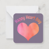 ハッピーハートデイピンク虹彩色スクールバレンタイン ノートカード (正面)