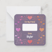 ハッピーハートデイピンク虹彩色スクールバレンタイン ノートカード (裏面)