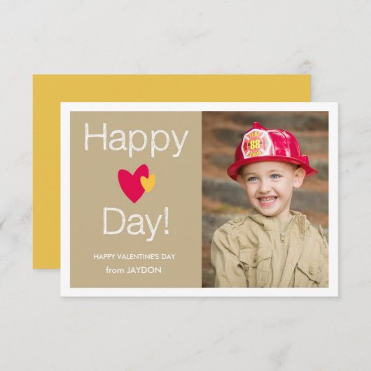 ハッピーハートデーバレンタインフォトカード 招待状 (正面/裏面)