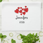 ハッピーハートバカスタムレンタインキッチンタオル キッチンタオル (折り畳み)