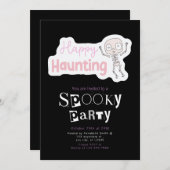 ハッピーハートミニマモダンリストハロウィーン 招待状 (正面/裏面)