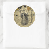 ハッピーハーニングヴィンテージハロウィーンこうもり ラウンドシール (バッグ)