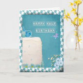 ハッピーハーフお誕生日ケーキ カード (黄色い花)