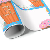 ハッピーハーフ誕生日カップケーキ ラッピングペーパー (ロールコーナー)