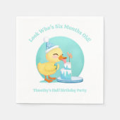ハッピーハーフ誕生日ベビーアヒルとケーキパーティー スタンダードカクテルナプキン (正面)