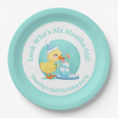 ハッピーハーフ誕生日ベビーアヒルとケーキパーティー ペーパープレート (正面)