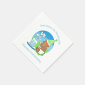 ハッピーハーフ誕生日ベビーベアーウィズケーキパーティー スタンダードカクテルナプキン (角)