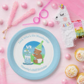 ハッピーハーフ誕生日ベビーベアーウィズケーキパーティー ペーパープレート (パーティー)