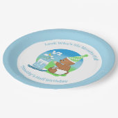 ハッピーハーフ誕生日ベビーベアーウィズケーキパーティー ペーパープレート (アングル)