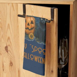 ハッピーハ不気味ルウィーンカボチャ幽霊黒猫 キッチンタオル