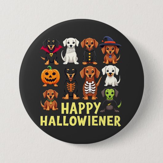 ハッピーハ不気味ロウィーンドッグウィーナー 缶バッジ (正面)