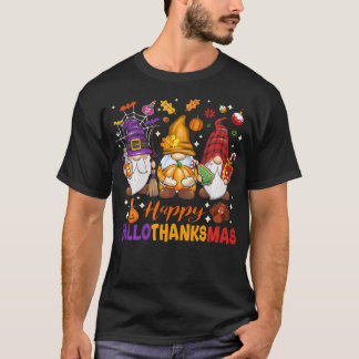 ハッピーハ感謝していロマスハロウィンサンクスギビング Tシャツ