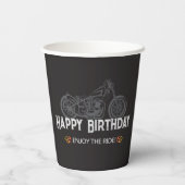 ハッピーバイク誕生日 バイク乗り 紙コップ (裏面)