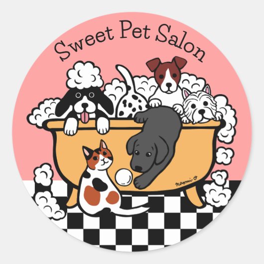 ハッピーバスタイムブラックラブラドール&ドッグフレンズ ラウンドシール (正面)