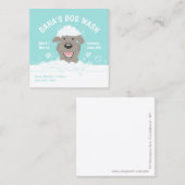 ハッピーバスタブ犬 |ペットグルーミング |かわいい漫画 スクエア名刺 (正面/裏面)