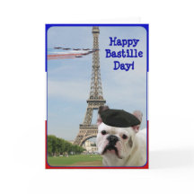 ハッピーバスティーユフランスのーデイブルドグリーティングカード