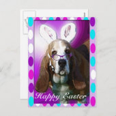 ハッピーバセットハウンドイースターグリーティングポストカード シーズンポストカード (正面/裏面)