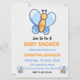 ハッピーバタフライベビーシャワーの招待状