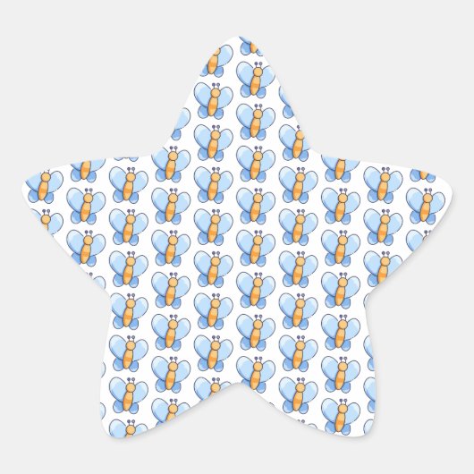 ハッピーバタフライベビーシャワーステッカー 星シール (正面)