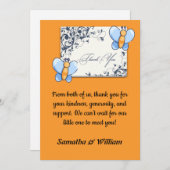 ハッピーバタフライベビーシャワーフラットサンキューカード サンキューカード (正面/裏面)