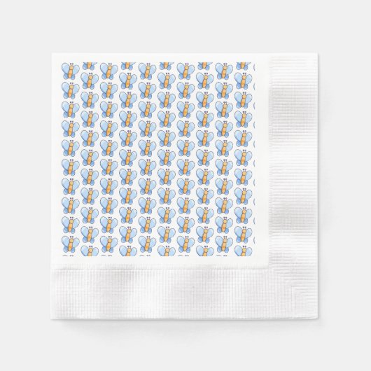 ハッピーバタフライベビーシャワー紙ナプキンス 縁ありカクテルナプキン (正面)