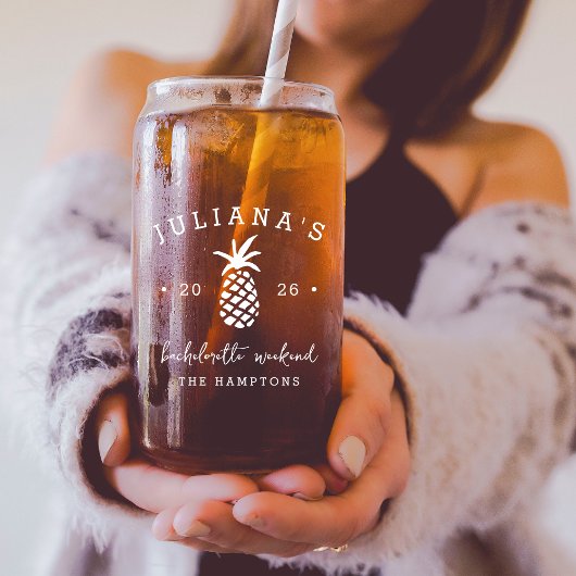 ハッピーバチェロレッテパーティのパイナップル | オーダーメイド ガラス缶