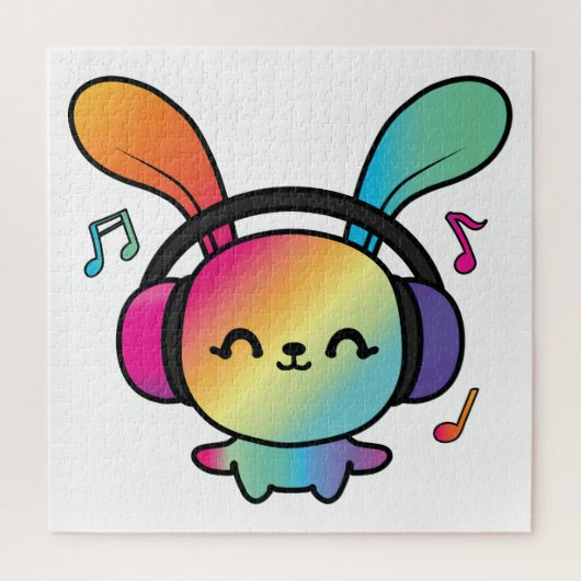 ハッピーバニーとヘッドホ聞ンの音楽へ。 ジグソーパズル (縦)