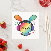 ハッピーバニーとヘッドホ聞ンの音楽へ。 スタンダードカクテルナプキン (インサイチュ)