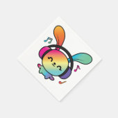 ハッピーバニーとヘッドホ聞ンの音楽へ。 スタンダードカクテルナプキン (角)