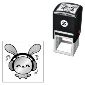 ハッピーバニーとヘッドホ聞ンの音楽へ。 セルフインキングスタンプ (インサイチュ)