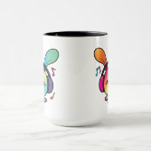 ハッピーバニーとヘッドホ聞ンの音楽へ。 マグカップ (中央)