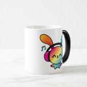 ハッピーバニーとヘッドホ聞ンの音楽へ。 モーフィングマグカップ (正面右)