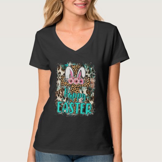 ハッピーバニーイースターヒョウ十字花1 Tシャツ (正面)
